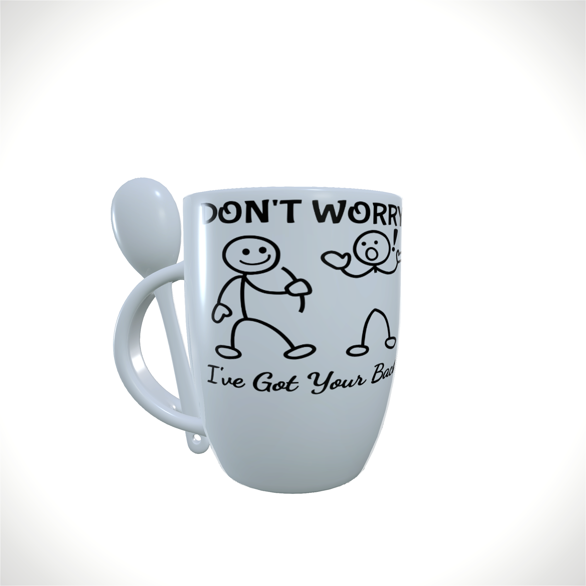 Stick People Friends Mug and Spoon Set, Funny Stick People Mug,